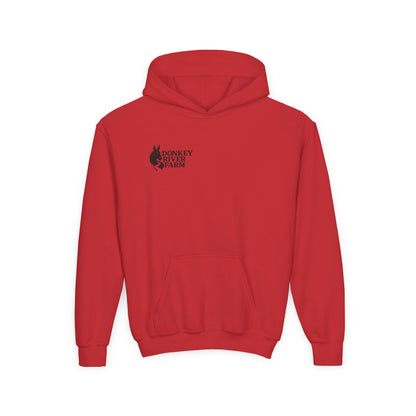Youth Donkey River Co-op Hoodie — Cute Farm Donkey Graphic Sweatshirt