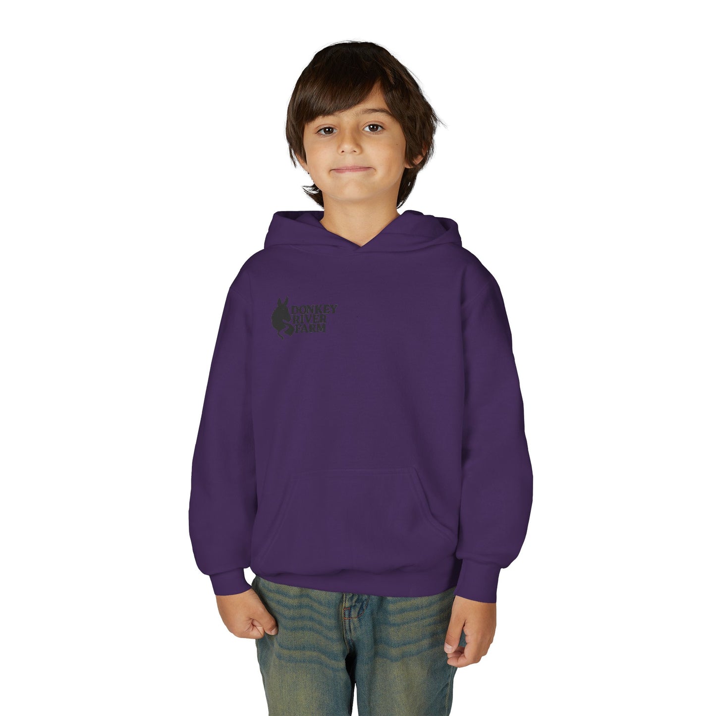 Youth Donkey River Co-op Hoodie — Cute Farm Donkey Graphic Sweatshirt