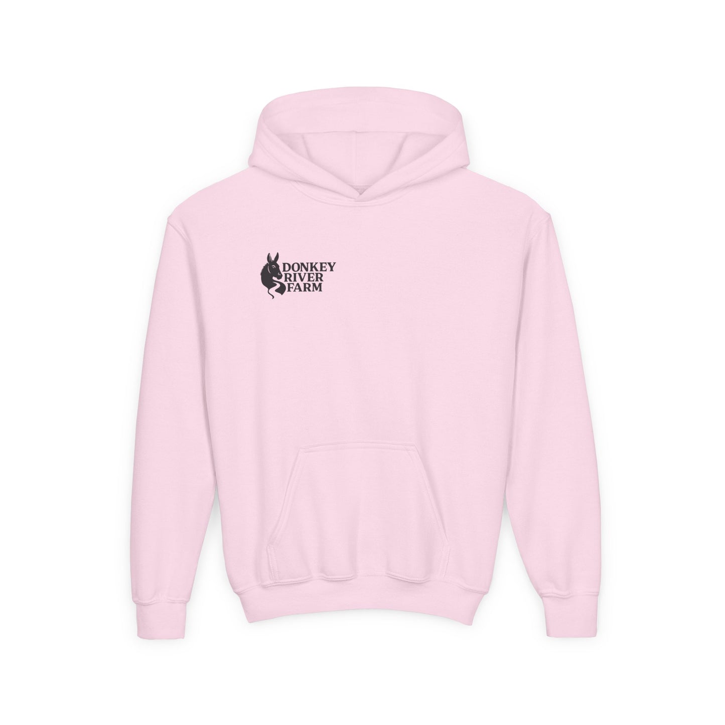 Youth Donkey River Co-op Hoodie — Cute Farm Donkey Graphic Sweatshirt