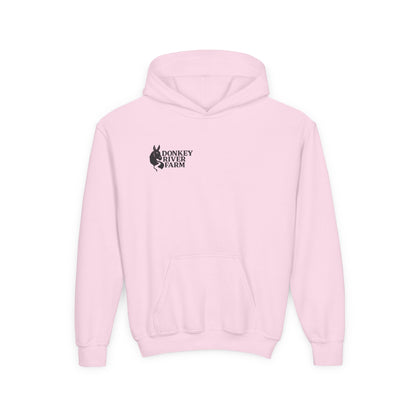 Youth Donkey River Co-op Hoodie — Cute Farm Donkey Graphic Sweatshirt