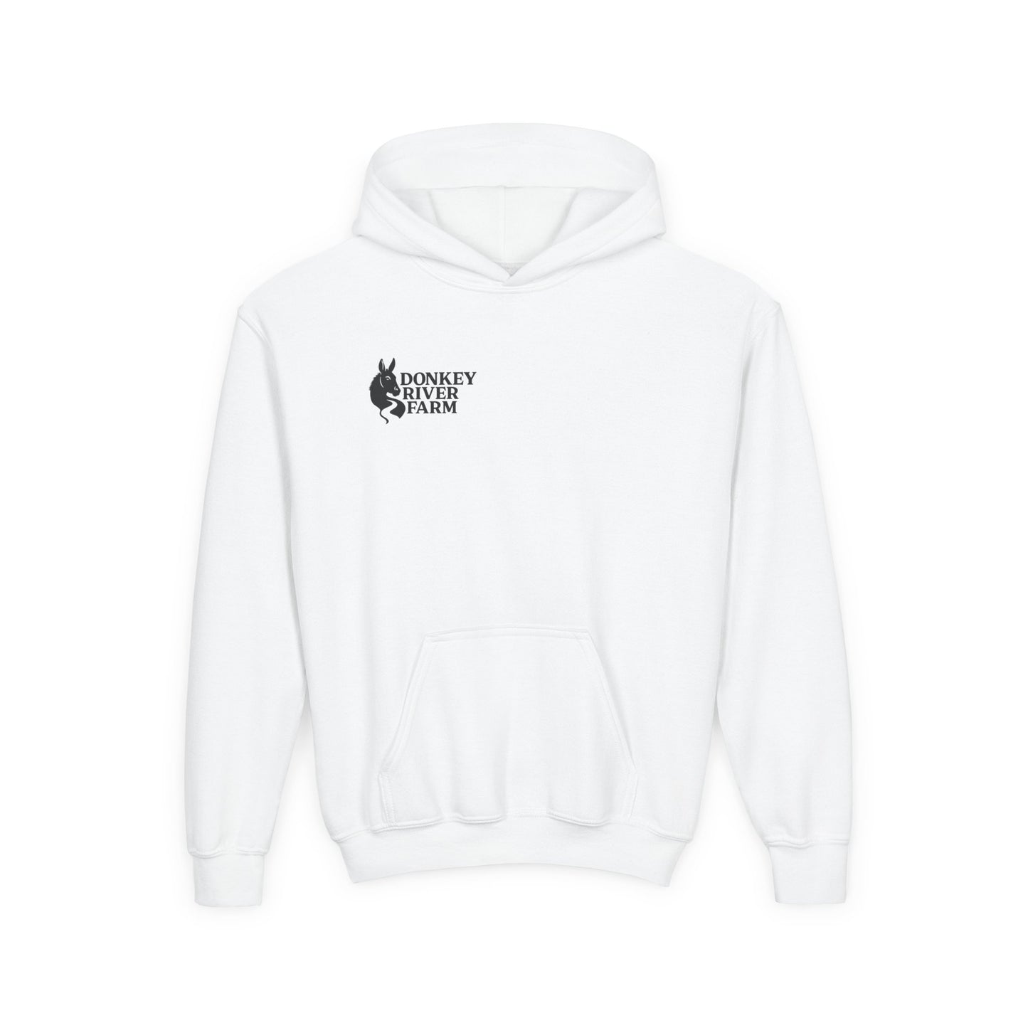 Youth Donkey River Co-op Hoodie — Cute Farm Donkey Graphic Sweatshirt