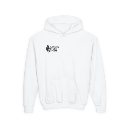 Youth Donkey River Co-op Hoodie — Cute Farm Donkey Graphic Sweatshirt