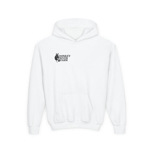 Youth Donkey River Co-op Hoodie — Cute Farm Donkey Graphic Sweatshirt