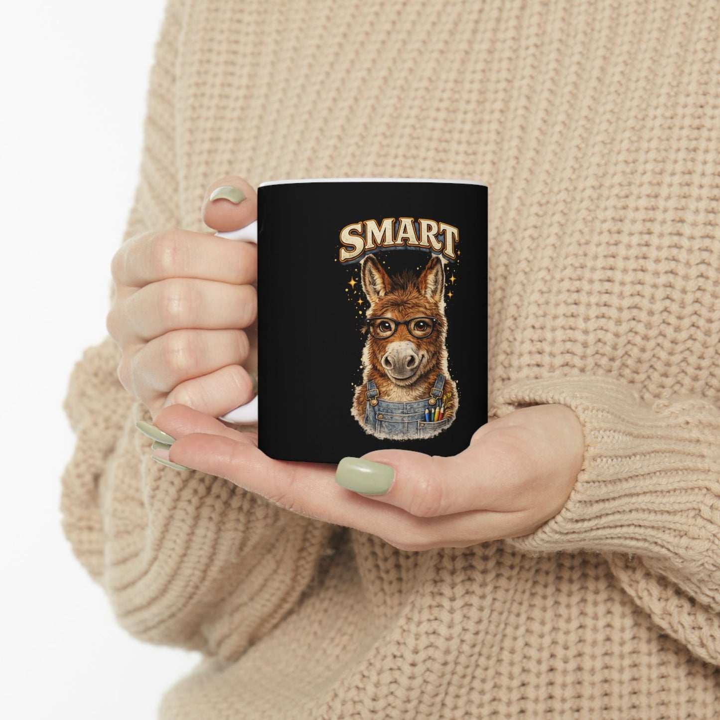 Smart Donkey Ceramic Mug — Funny Teacher/Student Coffee Cup (11oz & 15oz)