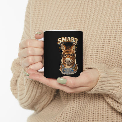 Smart Donkey Ceramic Mug — Funny Teacher/Student Coffee Cup (11oz & 15oz)