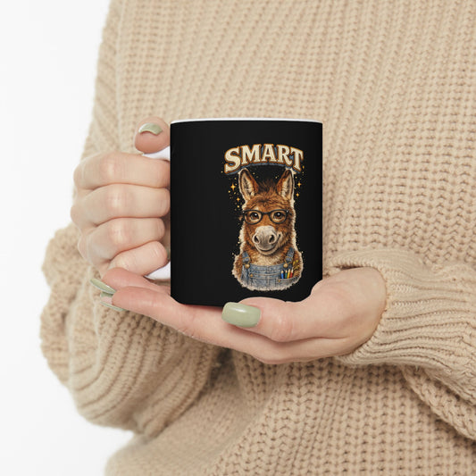 Smart Donkey Ceramic Mug — Funny Teacher/Student Coffee Cup (11oz & 15oz)