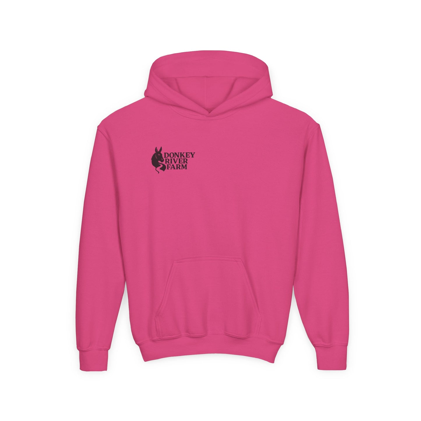 Youth Donkey River Co-op Hoodie — Cute Farm Donkey Graphic Sweatshirt