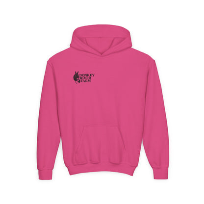 Youth Donkey River Co-op Hoodie — Cute Farm Donkey Graphic Sweatshirt