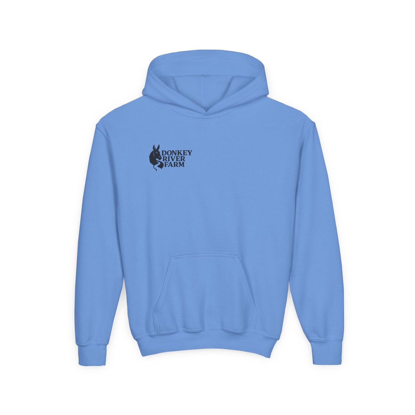 Youth Donkey River Co-op Hoodie — Cute Farm Donkey Graphic Sweatshirt
