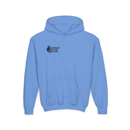 Youth Donkey River Co-op Hoodie — Cute Farm Donkey Graphic Sweatshirt