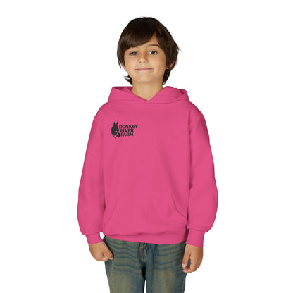 Youth Donkey River Co-op Hoodie — Cute Farm Donkey Graphic Sweatshirt