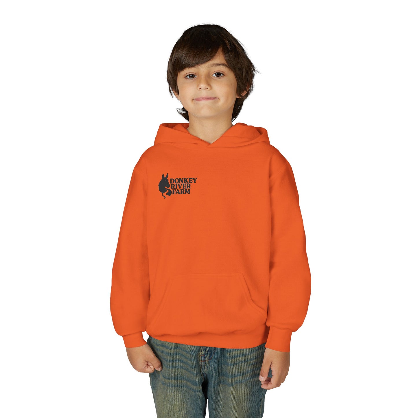 Youth Donkey River Co-op Hoodie — Cute Farm Donkey Graphic Sweatshirt