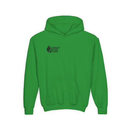 Youth Donkey River Co-op Hoodie — Cute Farm Donkey Graphic Sweatshirt