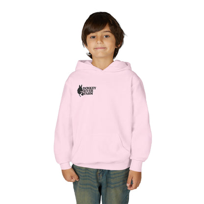 Youth Donkey River Co-op Hoodie — Cute Farm Donkey Graphic Sweatshirt
