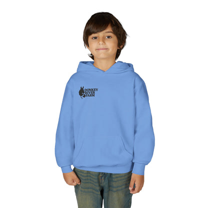 Youth Donkey River Co-op Hoodie — Cute Farm Donkey Graphic Sweatshirt
