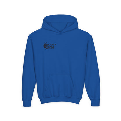 Youth Donkey River Co-op Hoodie — Cute Farm Donkey Graphic Sweatshirt