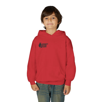 Youth Donkey River Co-op Hoodie — Cute Farm Donkey Graphic Sweatshirt