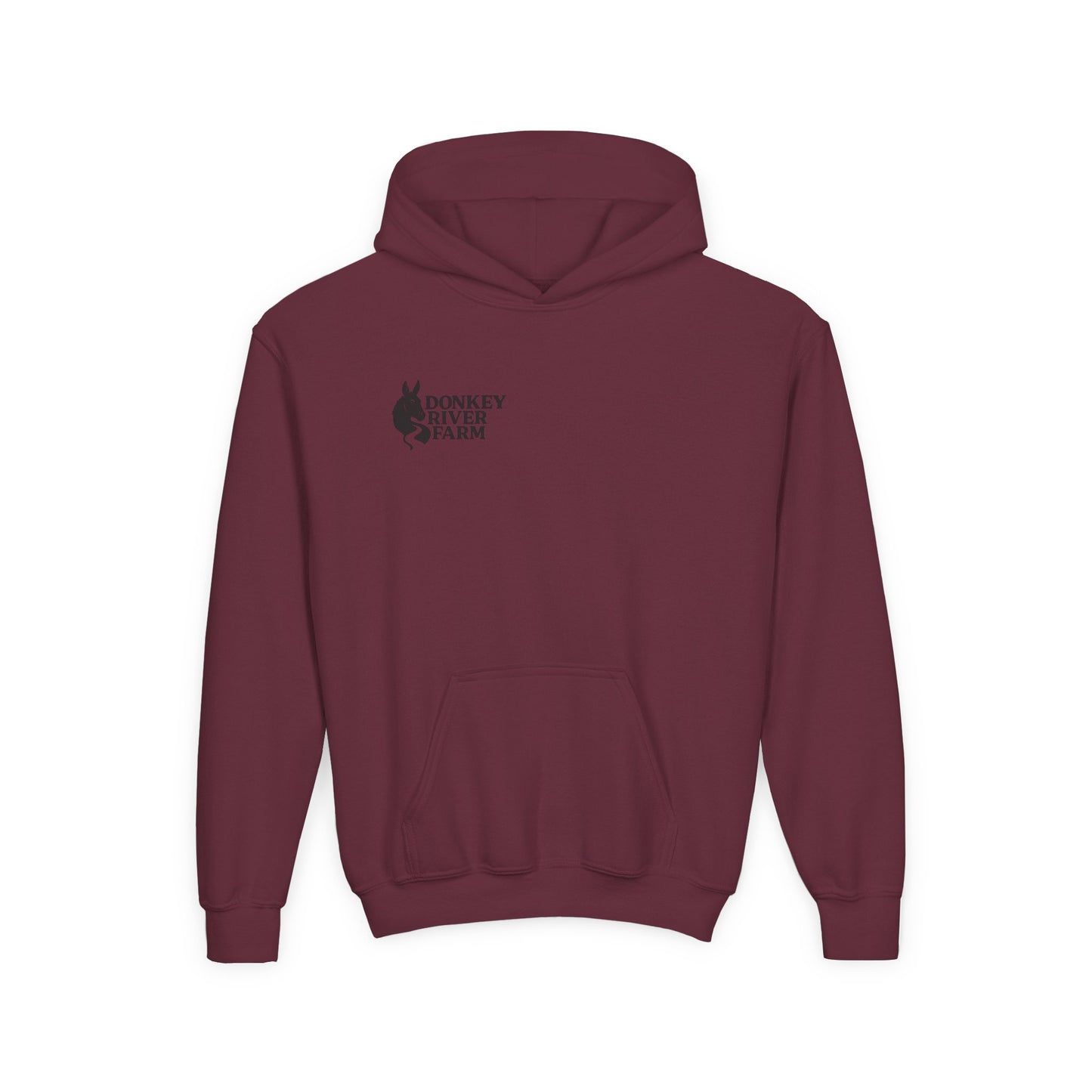 Youth Donkey River Co-op Hoodie — Cute Farm Donkey Graphic Sweatshirt