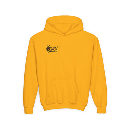 Youth Donkey River Co-op Hoodie — Cute Farm Donkey Graphic Sweatshirt