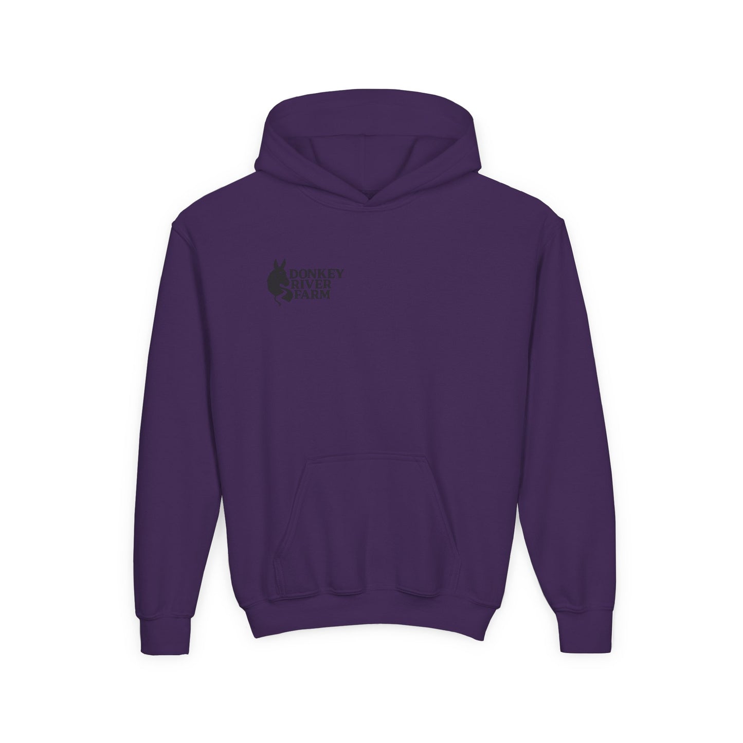 Youth Donkey River Co-op Hoodie — Cute Farm Donkey Graphic Sweatshirt