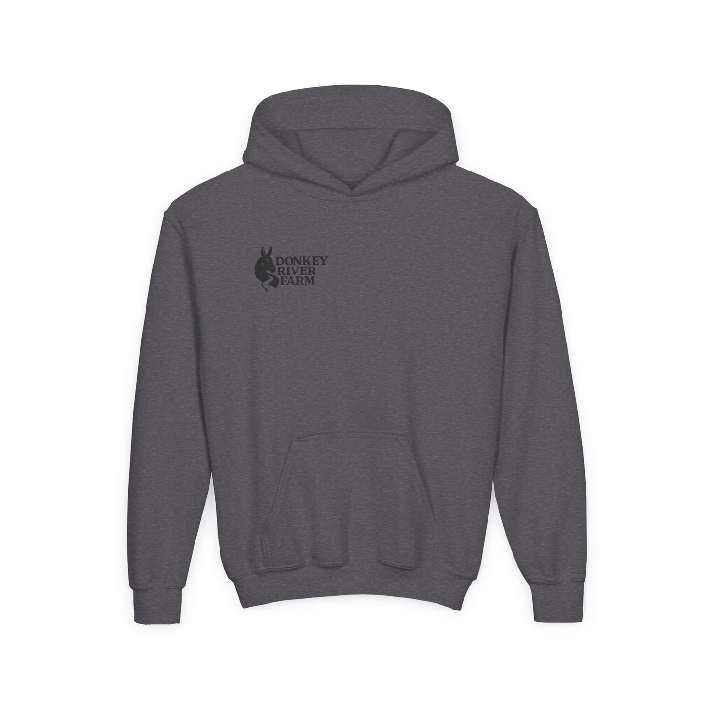 Youth Donkey River Co-op Hoodie — Cute Farm Donkey Graphic Sweatshirt