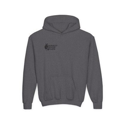 Youth Donkey River Co-op Hoodie — Cute Farm Donkey Graphic Sweatshirt