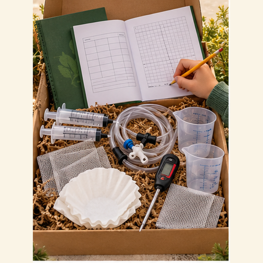 High School Farm Laboratory homeschool biology lab kit with lab manual, syringes, tubing, thermometer and measuring cups